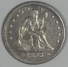 1853 ARROWS AND RAYS SEATED LIBERTY QUARTER AU DETAILS