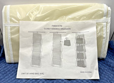 Cream Handbag Purse Organizer Rack Closet Display 8 Pocket Clear Storage Hanger