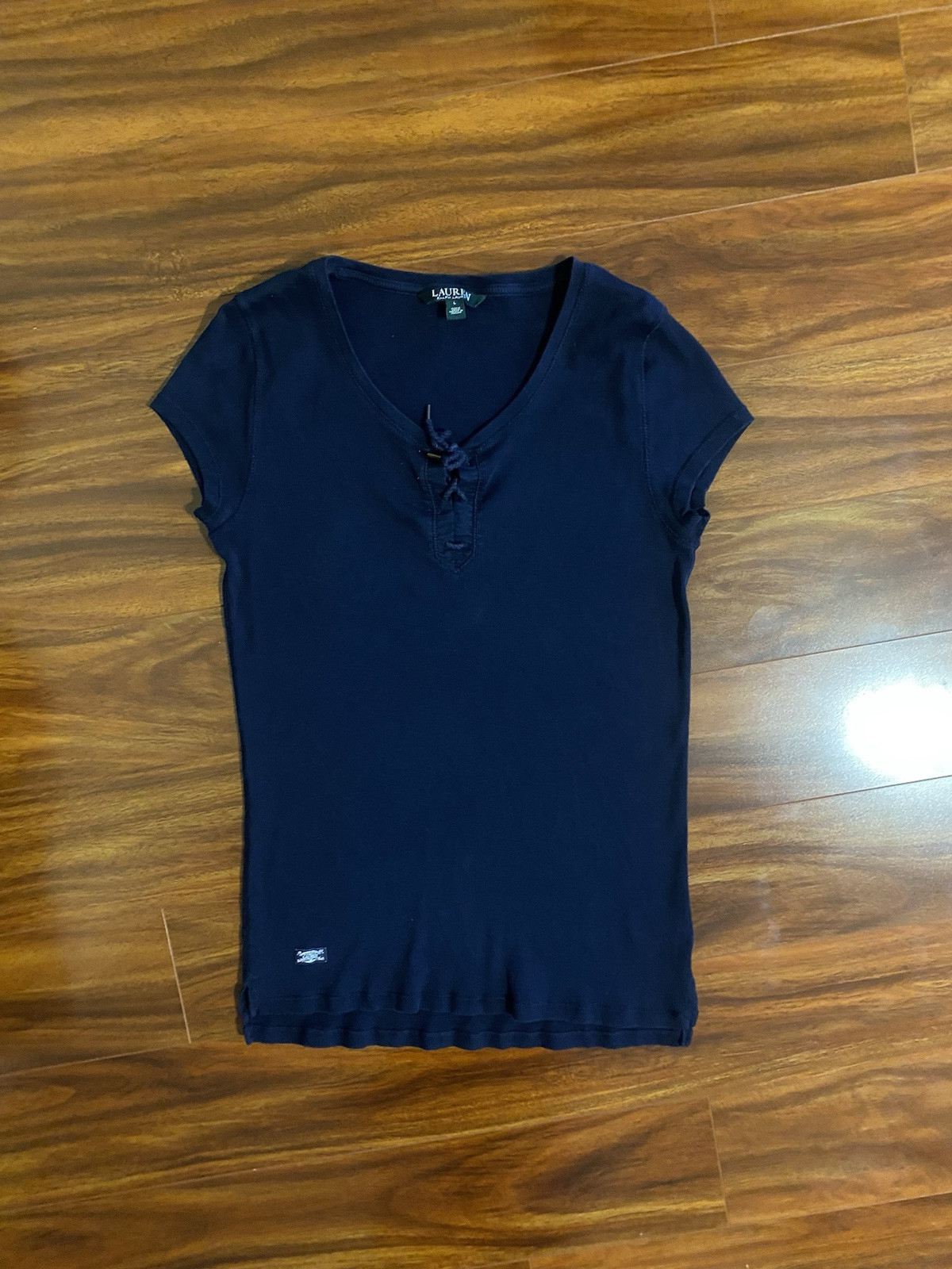 Lauren Ralph Lauren Woman’s Navy Blue Tee Large 100% Cotton