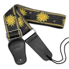 BestSounds Guitar Strap, Vintage Embroidered Sun Straps with Genuine Leather ...
