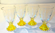 Vtg. Anchor Hocking Boopie Gray Cut Laurel Yellow Base 4