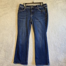 Chicos Size 1 Short Jeans Women 8 So Slimming Blue Denim Stretch Dark Wash Boot