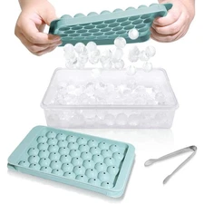 Round Ice Cube Trays with Lid and Storage Bin Freezer Ice Maker Containers Set