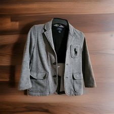 Polo Ralph Lauren Blazer Boys Small 6 Gray Button Coat Jacket Preppy Youth