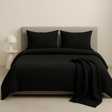 Linen Luxury Bamboo Bed Sheet Set Hypoallergenic soft Black Color With 3 Peice