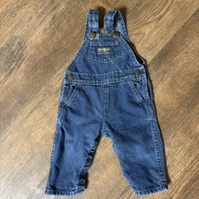 Vintage OshKosh B'Gosh Overalls 6/9M Baby Denim USA Made Blue Jean Infant