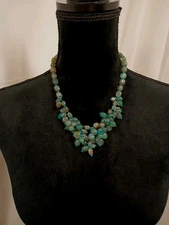 Gorgeous!! QVC Silver 925 Necklace Ail Teal Gemstone Individually Knotted 18-20"