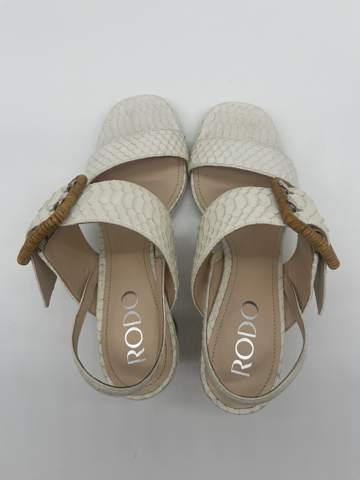 RODO Python Snakeskin Sandals Strappy Leather Hee… - image 10
