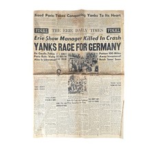 Vintage August 26 1944 ERIE DAILY TIMES Newspaper WWII Yanks Race for Germany