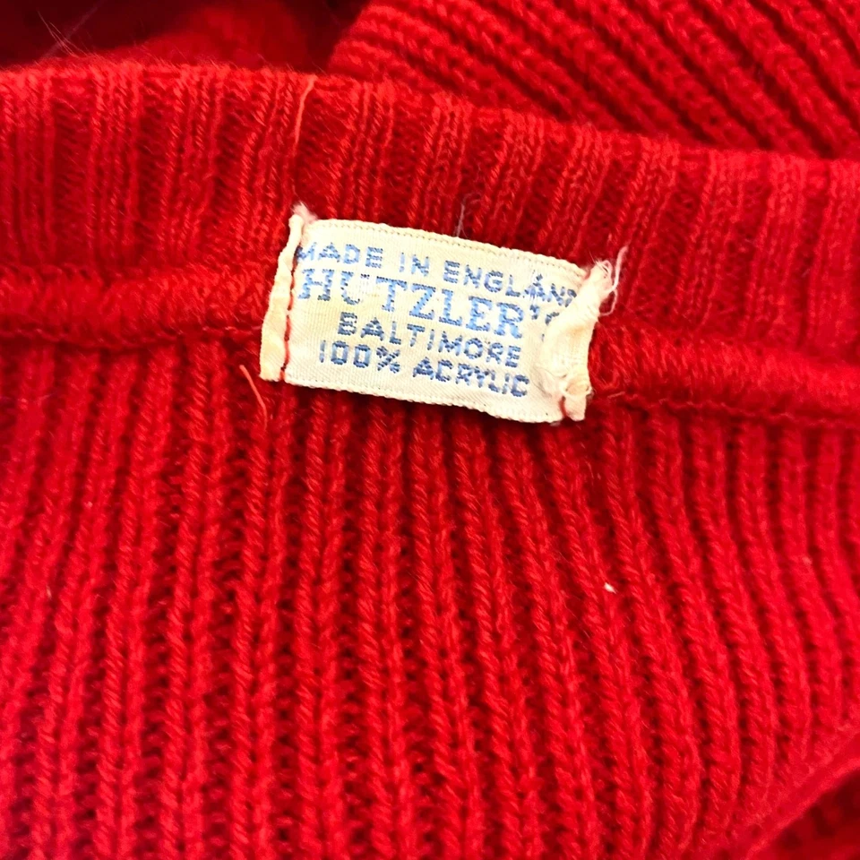 Vestido Suéter Acanalado Media Manga Tejido Rojo Inglés Años 80 Vintage Foto 3 de 4