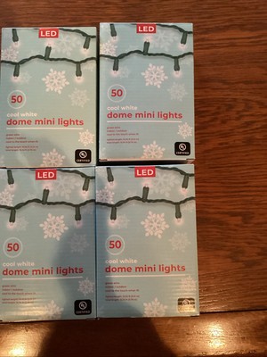 Christmas Happy Home 50 Cool White Dome Mini Lights  4 Boxes NIB Green Wire