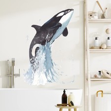 Whale Jumping out of the Water Wall Decal Nursery Orca Sea Animal Wall Sticke...
