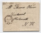 1840/41 Hampton Falls NH stamplesl letter brown/black CDS [k.1388] — photo 1
