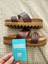 Reef Cushion Vista Hi Chocolate Size 7 NWT Slip On Comfort Sandals