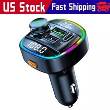 Bluetooth 5.0 Car Wireless FM Transmitter Adapter USB PD Charger AUX Hands LOT