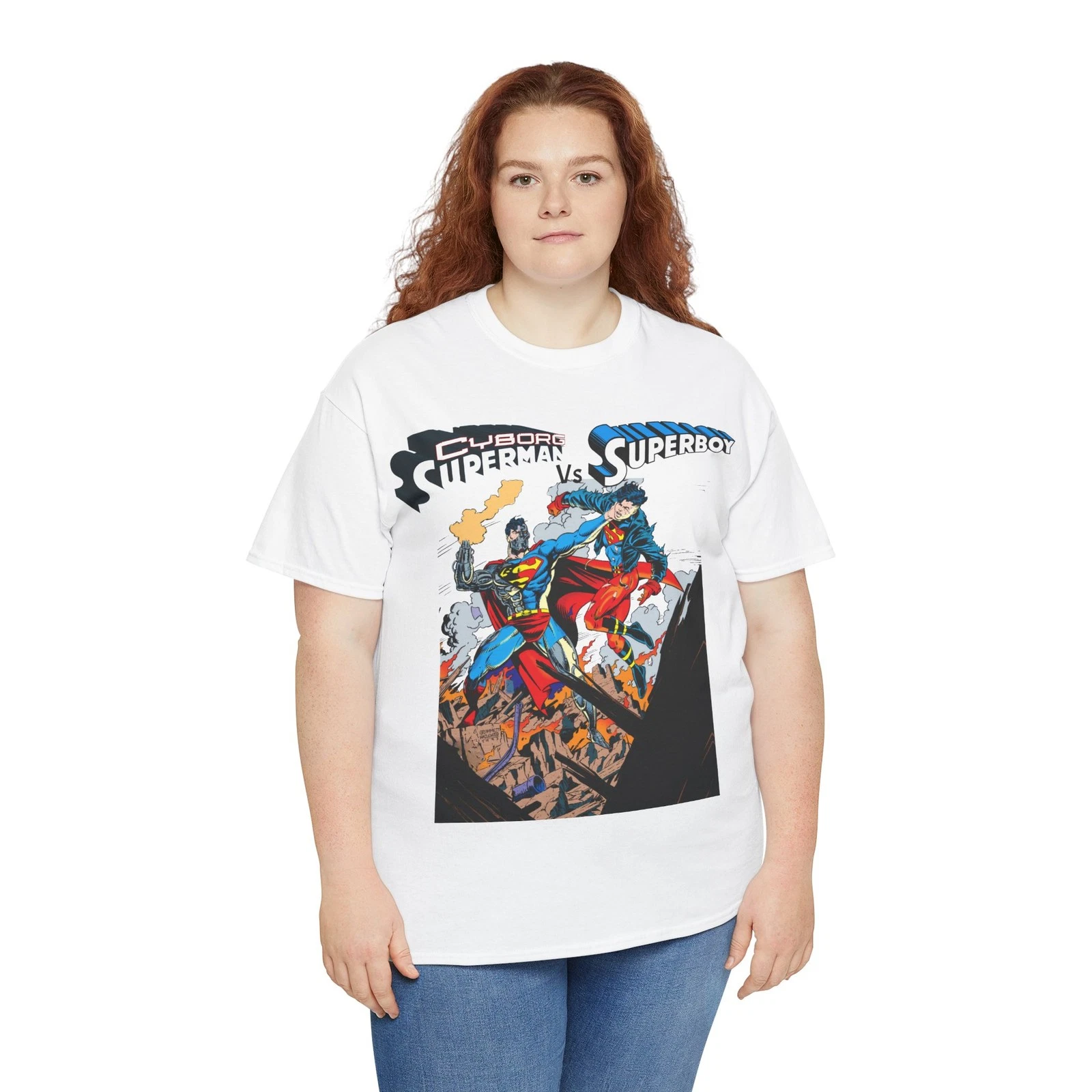 Cyborg Superman Vs Superboy T-Shirt - Tom Grummett Art - DC Comics