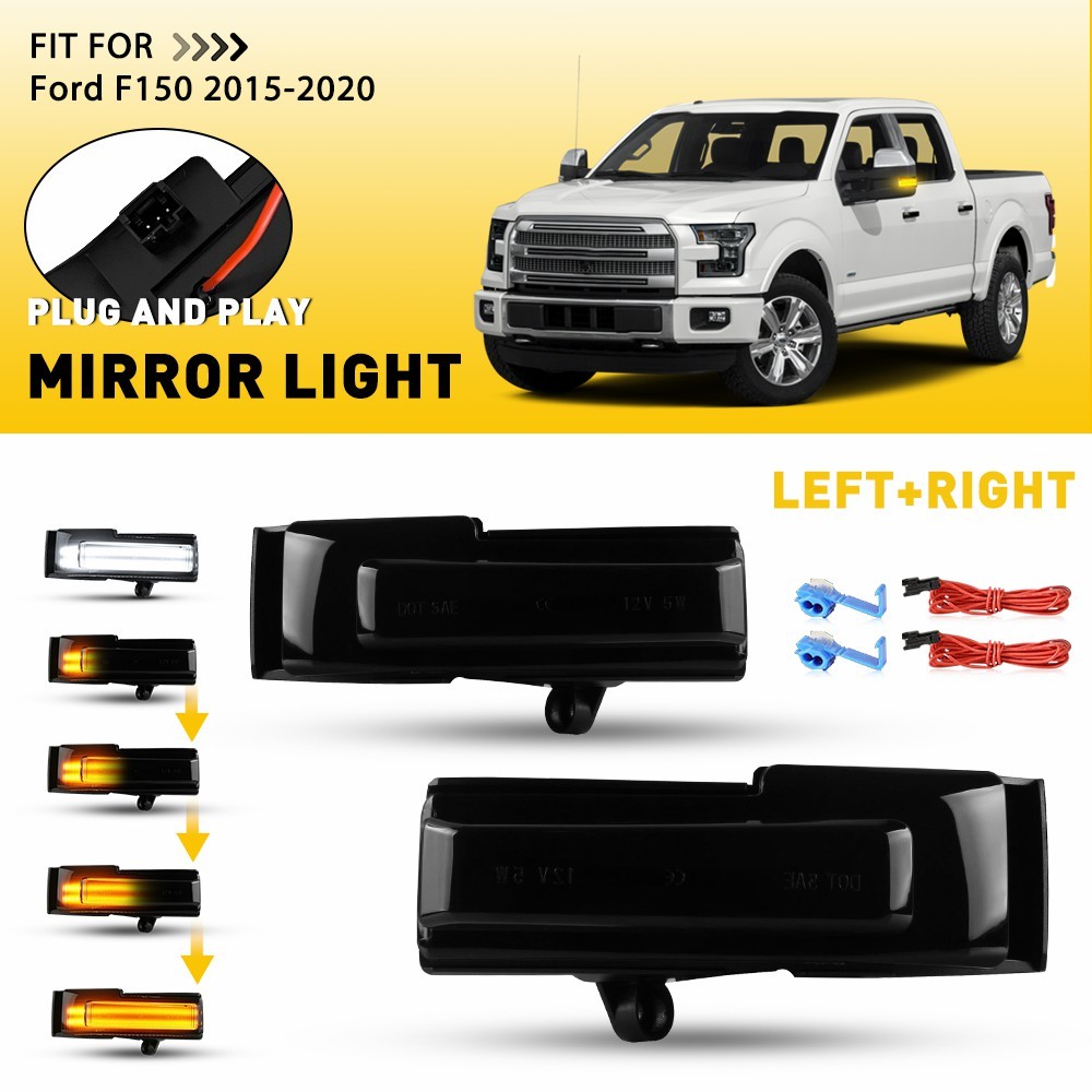 Switchback LED Side Mirror Light Dynamic Turn Signal Fit for 2015-2020 Ford F150