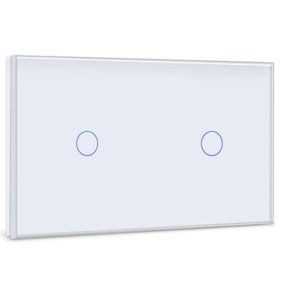 BSEED Touch Lichtschalter 2x 1 Fach 2 Wege Glas Weiß 157mm EU