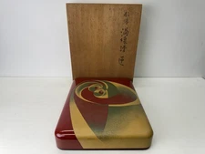 Y9684 BOX Lacquered case container signed box Japan Contemporary modern art