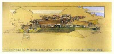 Louis T Moore House Architectural Drawing by Frank Lloyd Wright   1904 Print