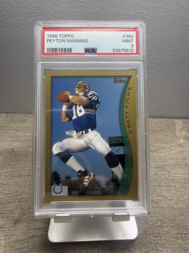 1998 TOPPS FOOTBALL PEYTON MANNING ROOKIE CARD (RC) #360 - PSA 9