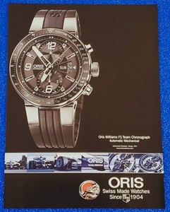 Oris Williams F1 Racing Team Chronograph Swiss made Watch 2008 Magazine Print Ad
