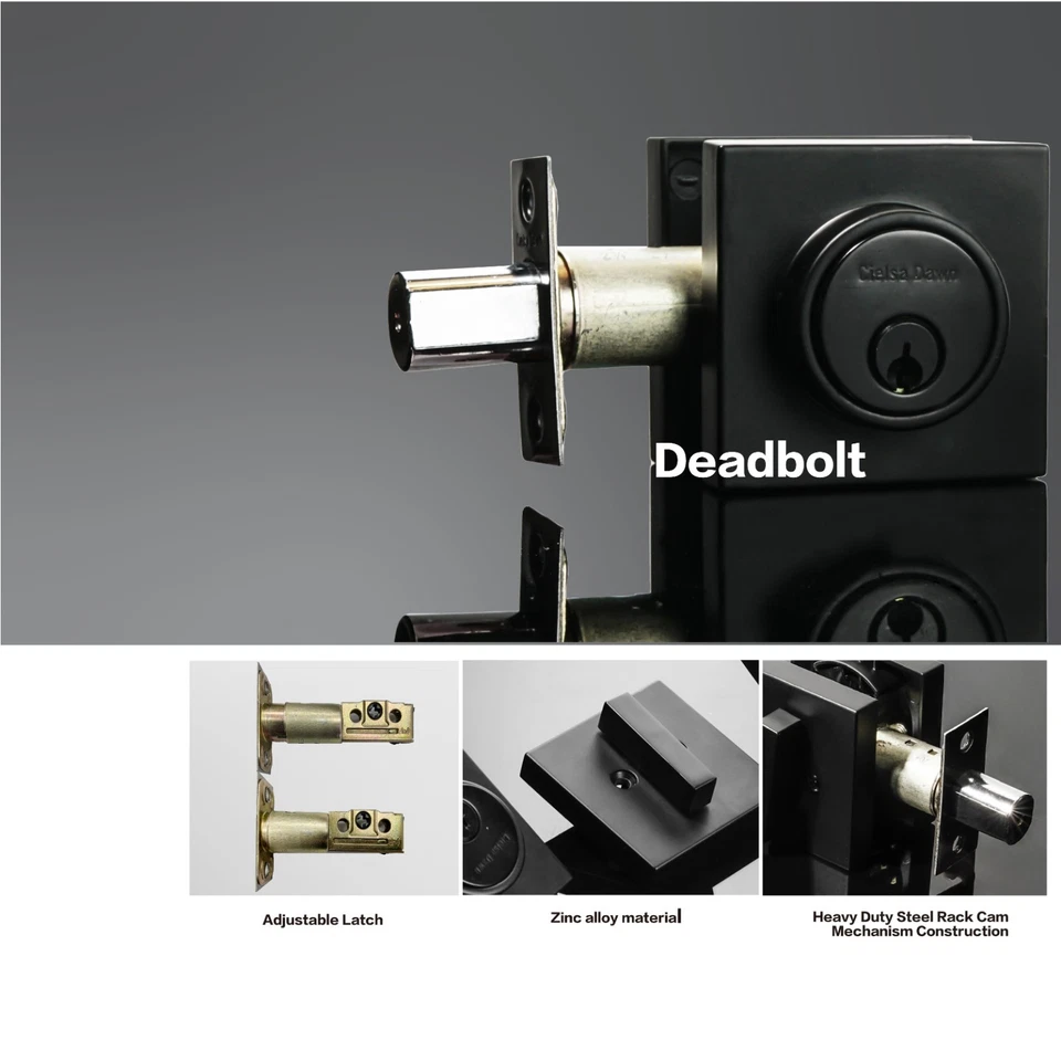 Front Door Lock Set,Keyed Alike Door Handle with Single Cylinder Deadbolt,Black - Image 4 of 4