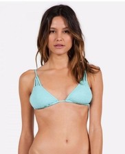 NWT WOMENS VOLCOM SMOKE SIGNALS TRIANGLE BIKINI TOP 40 S blue swimsuit