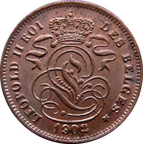 Belgian Coin 2 Centimes - Léopold Belgique | Lion | Constitution | 1869 - 1909 - Picture 2 of 2