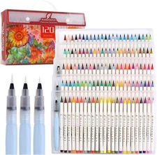 MAIKEDEPOT Watercolor Brush Pens 120pcs Artists Markers Assorted Colors Pens