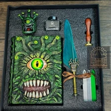 Green Eye Tyrant Notebook Gift Set | Handmade Notebook for TTRPG, Sketchbook, Di