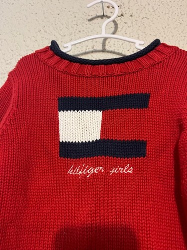 Vintage Little Girl Knit Tommy Hilfiger “Hilfiger Girls” Flag Sweater Size 4 - Picture 2 of 5