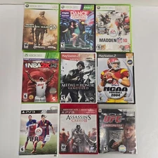 9 Game Cases NO DISCS ~ (2) PS2, (3) PS3, (4) Xbox 360 = 9 Cases, 8 Manuals