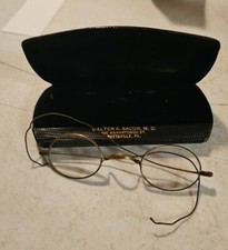 Vintage Gold Tone Wire Rim Glasses Prescription With Case-Steampunk Style