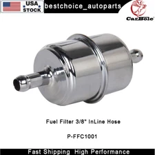 9746 Universial Chrome Plated Canister Carburetor Fuel Filter 3/8"ID Hose Inline