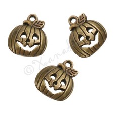 Halloween Pumpkin Jack O Lantern Antiqued Bronze Charms C10093 - 10, 20 Or 50PCs