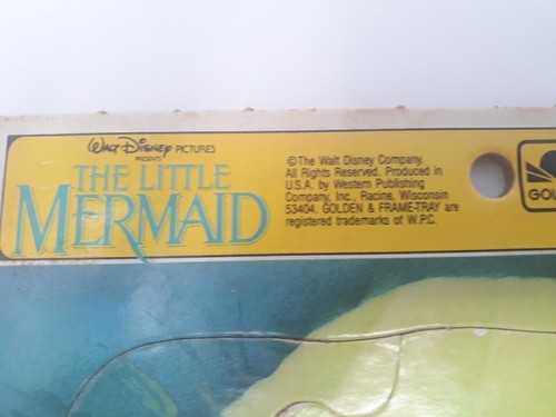 Disney Little Mermaid Puzzle Golden Frame Tray Vintage Made In USA - Picture 2 of 8