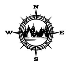 Compass Trees Decal 1 5.5"x5.75" Choose Color
