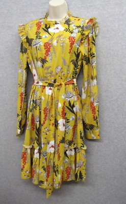 Shein Womens Dress Size L Yellow Floral Long Sleeve Flowy | eBay