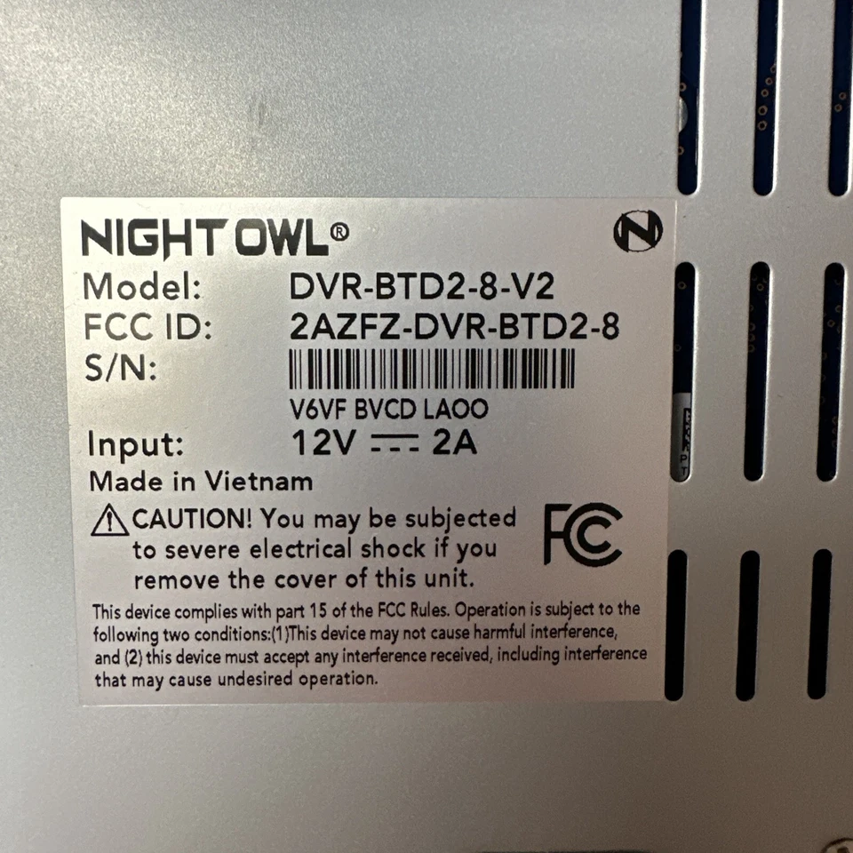 Night Owl VD2P1-84-V2 1TB 8-Channel DVR Set with 4 HD Cameras - Black Used - Image 4 of 4