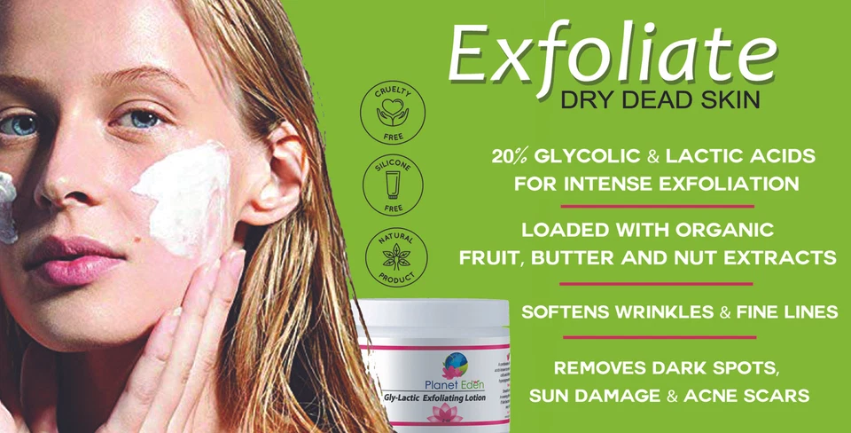 Loción exfoliante Planet Eden 20 % glicólica y láctica glicólica botella de 16 OZ Foto 4 de 4
