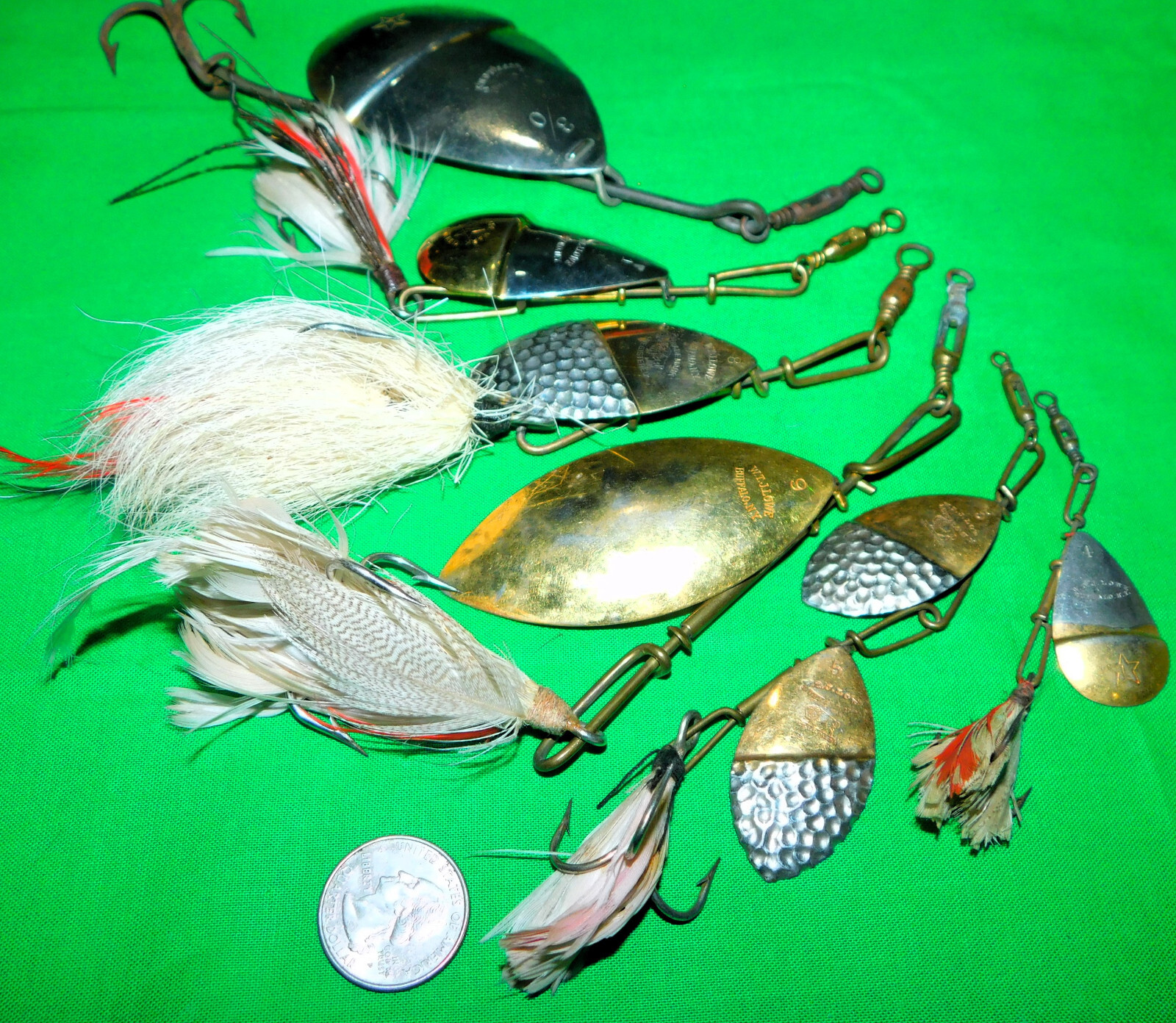 box lot 6 nice shiny W.T.H. Lowe spinners Buffalo New York incl. 1