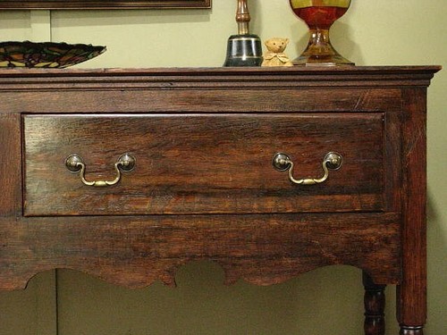ANTIQUE OAK 2 DRAWER DRESSER BASE/SIDEBOARD/SIDE TABLE ~ BOBBIN TURNING c1900s - Picture 10 of 14