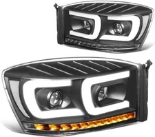 Black GEN2 Dual LED Headlights Assembly For 2006-2009 Dodge Ram 1500/2500/3500