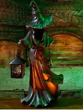 Authentic Cracker Barrel Black Resin Witch 18  With LED Lantern 2024