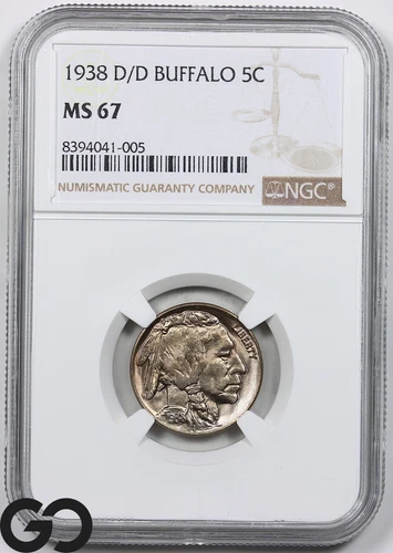 1938-D/D Buffalo Nickel NGC MS 67 ** Premium Quality Sharp Beauty!