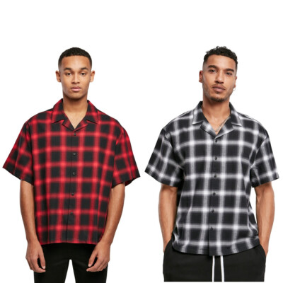 Urban Classics Loose Plaid Resort Jersey Shirt Casual Soft Shirt
