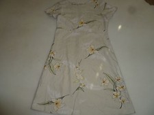 VINTAGE TOMMY BAHAMA HAWAIIAN SILK DRESS SIZE 4 LILY FLOWERS FROND LEAVES ZIP UP
