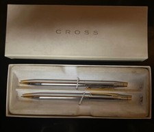 Cross Century Classic Medalist 23kt Gold Polished Chrome Pen Pencil Set New
