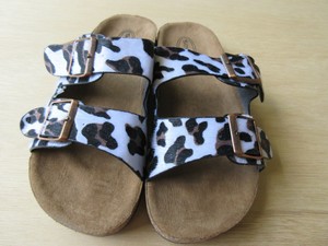 leopard print double buckle sandals